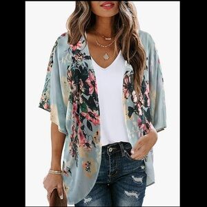 Chigal Floral Kimono Style Cover-up Top 3X